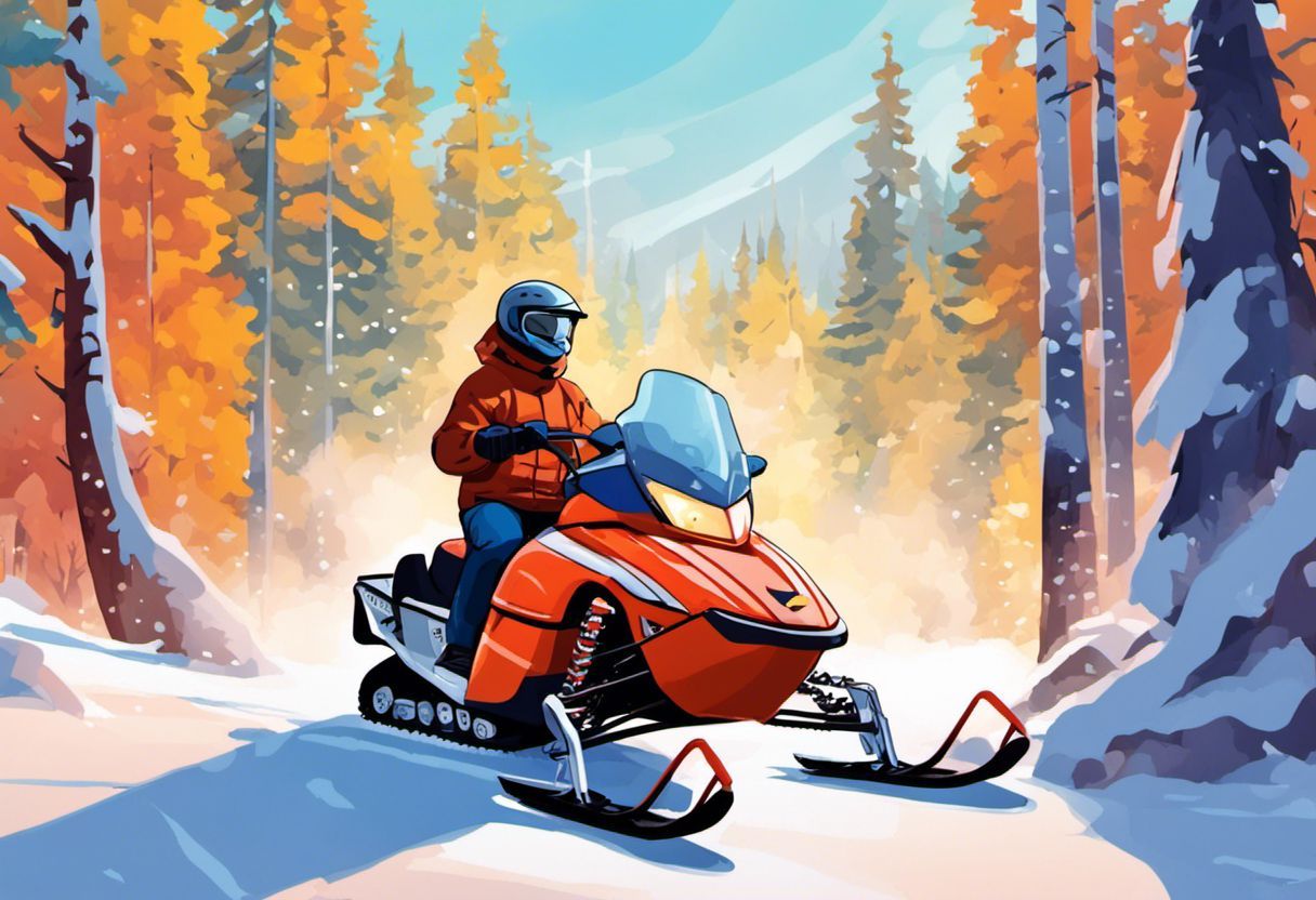 Cartoon coloré : personne en motoneige au Canada
