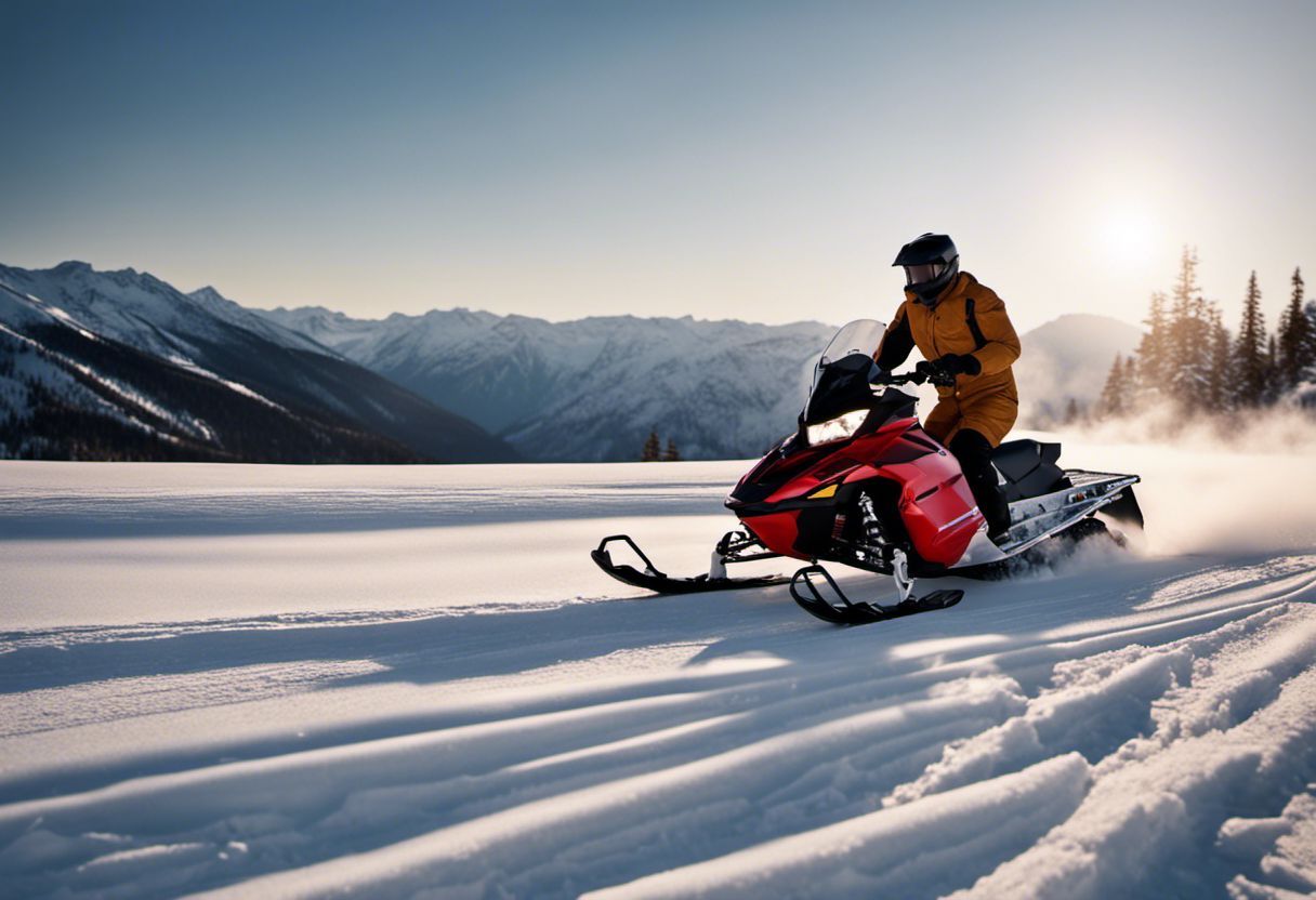 Sports d'hiver, paysage enneigé, snowboard, snowmobile