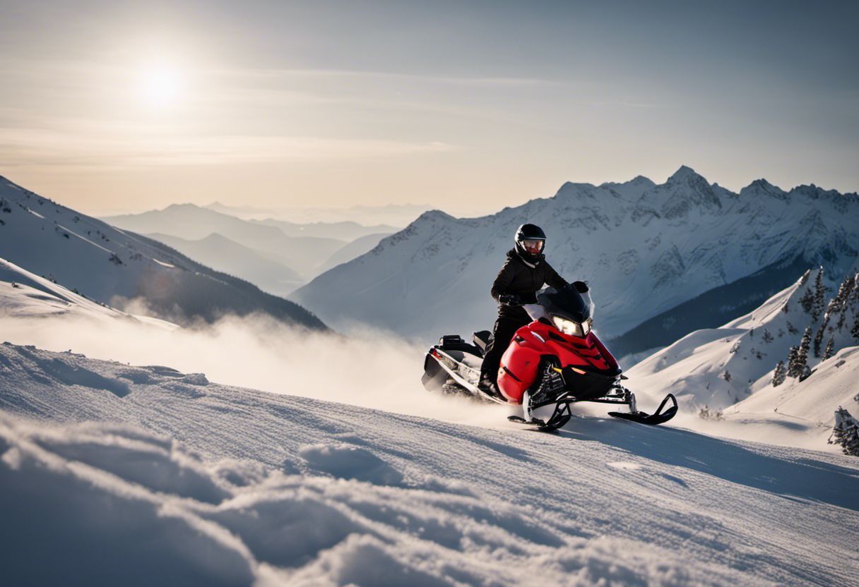 Course de motoneige dans un paysage montagneux hivernal